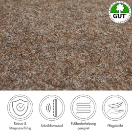 Andiamo Teppichboden ANDIAMO "Invita, Nadelvlies, Gesamthöhe 5 mm, Luxusklasse LC1", beige, B:200cm L:300cm, Kunstfaser, Teppiche, melierte Optik, Breite 200 cm oder 400 cm, robust & strapazierfähig
