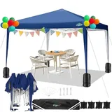 COBIZI Pavillon 3x3m Wasserdicht Pop Up Pavillon 3x3 faltbar Faltpavillon Gartenpavillon Partyzelt Faltzelt 3x3 höhenverstellbar Bierzelt mit 4 Sandsack(Blau