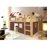 90 x 200 cm inkl. Vorhang Kiefer massiv natur braun-beige