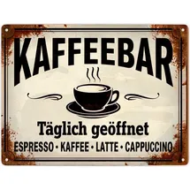 speecheese Kaffeebar Metallschild XXL in 28x38 cm im Vintage-Stil