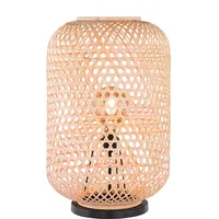 Fischer Leuchten Tischleuchte Tischlampe Bambus Beistellleuchte Boho Wohnzimmer, Metall