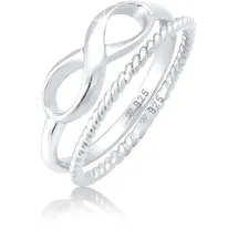 Elli Ring 925 Sterling Silber Infinity, Ring Set, Twisted in Silber | Gr.: 52