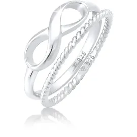 Elli Ring 925 Sterling Silber Infinity, Ring Set, Twisted in Silber | Gr.: 52