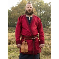 Battle Merchant Wikinger-Kostüm Klappenrock Bjorn, Wikinger-Mantel, rot M rot M - M