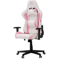 Elite Gaming-Stuhl DESTINY, Rücken- und Nackenkissen, Wippmechanik, bis 170kg, Sitzhöhe 45-55, MG200 (Weiß/Pink)