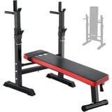 ISE Hantelbank ISE Fitness Hantelbank Drückerbank Trainingsbank mit 5 Stufen Verstellbarer Ablage( 91-110cm) und Dip-Griffen Fitnessgerät klappbar schwarz SY-544 schwarz