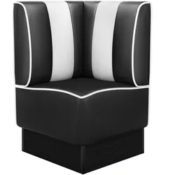 Diner Eckbank | Schwarz | B:H 60 x 103 cm | Gestreift | Leder | Eckbank American, American Diner Sitzbank, American Dinerbank