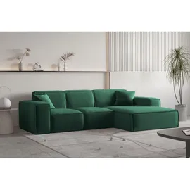 Fun Möbel Ecksofa Designersofa CELES PREMIUM Stoff Opera Velvet Grün Ottomane Rechts