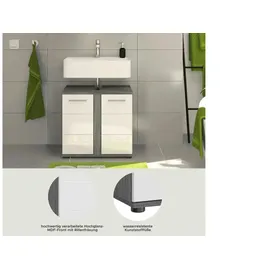 xonox.home Waschbeckenunterschrank Blake Hochglanz Weiß 60 cm zweitürig