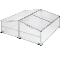 Tectake Doppel-Frühbeet Aluminium Transparent HKP 4 mm 1,2 m2