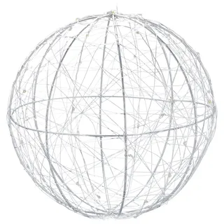 Relaxdays LED Dekokugel, 20 cm, Silber