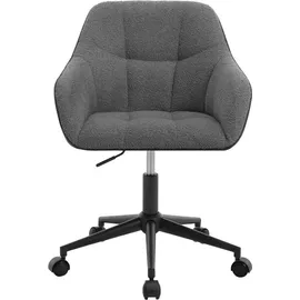 Woltu Homeoffice Stuhl, Schminkstuhl, Drehstuhl höhenverstellbar, Bouclé-Sitz : Dunkelgrau+Schwarz Farbe: Dunkelgrau+Schwarz