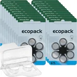 120 Varta Ecopack Hörgerätebatterien PR44 blau 675  + Transportbox f. 2 Zellen