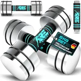 RE:SPORT® 2er Hanteln Set aus massivem Stahl 2,5/5/7,5/10 kg | Hantel Kurzhantel mit Gewichten & Schaumstoffgriff | Fitness Kurzhanteln Home Gym, Krafttraining & Muskelaufbau (Türkis, 2 x 5 kg)