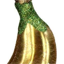 Christbaumschmuck 11cm Glas Banane Figur Handbemalt mit Glitzer Weihnachtsbaum Anhänger Weihnachten Christbaumanhänger Weihnachtsbaumschmuck Obst Gelb
