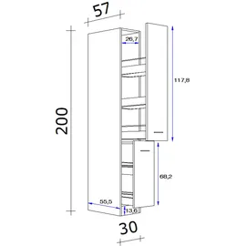Flex-Well Apothekerschrank Hochglanz 30 x 200 x 57 cm Weiß
