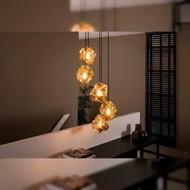 KAWOLA Pendelleuchte EDESSA Hängelampe 5-flammig Glas silber