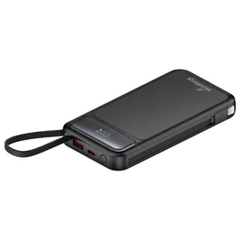 MediaRange Powerbank 10000mAh mit integrierten Ladekabeln und LC-Display Quickcharge MRMA753