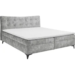 Boxbett ED EXCITING DESIGN "Melrose", grau, B:182cm L:210cm, 100% Polyester, Komplettbetten, Boxspringbett, inkl. Topper