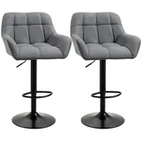 Homcom Barhocker Grau Kunststoff, 52.5x114x57.5 cm Esszimmer, Barmöbel, Barhocker