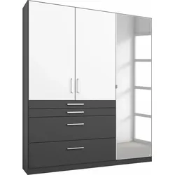 Kleiderschrank RAUCH "Harburg Bestseller im Schlafzimmer", weiß (graumetallic, weiß), B:136cm H:197cm T:54cm, Schränke, Schlafzimmerschrank Schrank Garderobe mit Spiegel