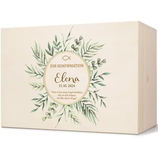 GRAVURZEILE Bedruckte Erinnerungskiste - Kreis - Personalisiert mit Name & Datum - Erinnerungsbox für Mädchen & Jungen - Geschenk zur Kommunion, Konfirmation & Taufe - Erinnerungsbox