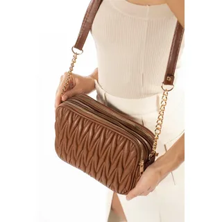Madamra - Multi Compartment Quilted Crossbody Bag - Kupferbraun