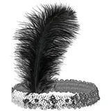 W WIDMANN MILANO Party Fashion - Stirnband mit Feder und Pailletten, dehnbares Haarband, Flapper, Charleston, 20er Jahre, Kostüme, Karneval, Mottoparty