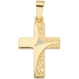 Kettenanhänger ADELIA ́S "Kreuzanhänger 333 Gold ( 8K ) mit Zirkonia", gold, Schmuckanhänger, Damen, mit Zirkonia, Gold, Kettenanhänger, Goldanhänger Kreuz