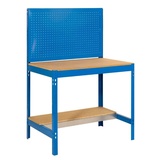 Proregal Werkbank Buffalo mit Werkzeugwand | HxBxT 84x90x61cm | Traglast 400kg | Blau