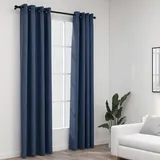 vidaXL Verdunkelungsvorhang Ösen 140 x 225 cm blau 2 St. Leinenoptik