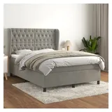 vidaXL Boxspringbett mit Matratze Hellgrau 140x200 cm Samt