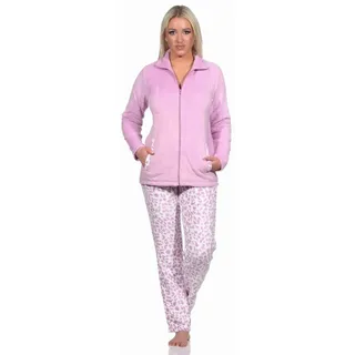 normann Damen Hausanzug Homewear aus Coralfleece im Animal Look, Farbe:pink, Größe:44/46 - 44-46