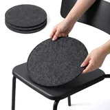 Filz Sitzkissen eckig mit Antirutschnoppen, 4er Set rutschfeste Filz Sitzkissen, 35x35cm Waschbare Stuhlkissen für Indoor und Outdoor, Sitzpolsterauflage für Esszimmer,Garten (4, Rund - Dunkelgrau)