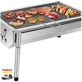 Holzkohlegrill Edelstahl 40x28x21,5 cm Trag