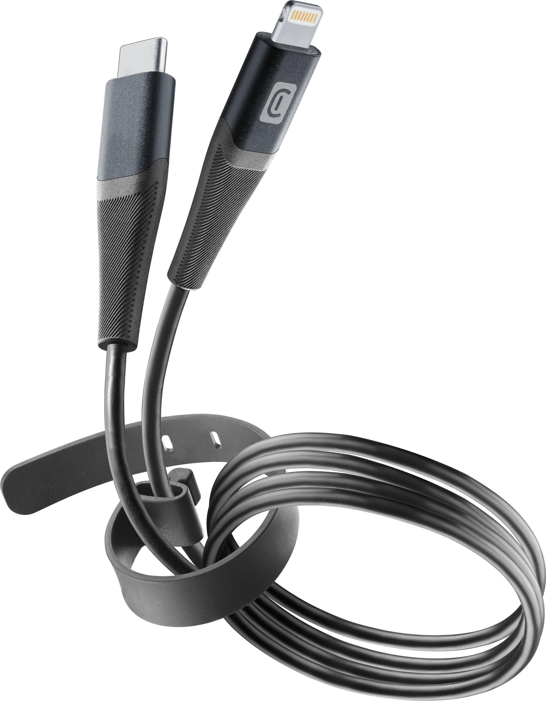 Peter Jäckel Cellularline Pro+ Data Cable Belt 1,2m USB Typ-C/ Apple Lightning Black (1.20 m), USB Kabel