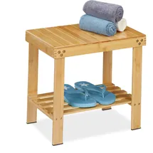 Relaxdays Badhocker aus Bambus Braun