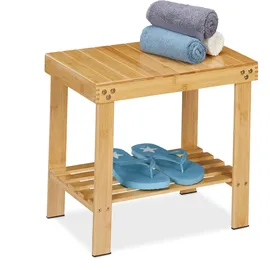 Relaxdays Badhocker aus Bambus Braun