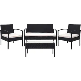 MCW Poly-Rattan Garnitur F56 4-tlg. Schwarz