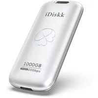 iDiskk 1 TB externes Solid-State-Laufwerk bis zu 2000 MB/s, USB 3.2 Gen 2x2 USB-C SSD,Hochleistungs-SSD mit USB-C-Kabel, Taschengröße 2000 MB/s USB-C-Flash-Laufwerk, Foto-Speicherstick (Silber)