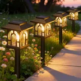 Solarlampen, Solarleuchten, Gartenleuchten, 4 Stück Solar Laterne, Garten Beleuchtung, IP65 Wasserdicht, für Außen Terrasse Rasen Hof Balkon Deko - Schwarz