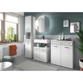 xonox.home Prisma Hochschrank 35 x 187 x 34 cm Weiß Metall/MDF