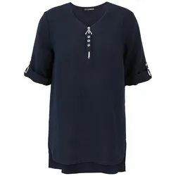 Leinen-Blusen-Shirt Doris Streich blau, 46