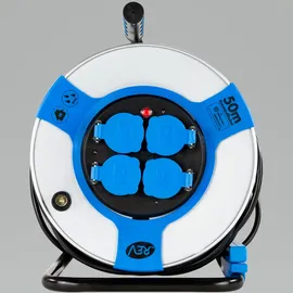 REV Ritter REV Kabeltrommel 50m H0VV-F3G 1,5 mm2 Stahl schwarz blau