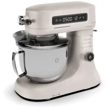 Klarstein Chiara Küchenmaschine – 5L Edelstahlschüssel, 12 Geschwindigkeiten, LCD-Touch-Display, Leise ≤72 dB, Spülmaschinenfestes Patisserie-Set, Aluminium-Druckgussgehäuse, Sand