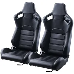 VEVOR 2 Rennsitz Rennstuhl PVC-Leder Q235B Schieber Cockpit Schwarz Verstellbar
