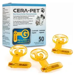 Cera-Pet Blutzuckerteststreifen für Haustiere (Hunde und Katzen) - Heimtest zur Diabetes-Messung 50 St