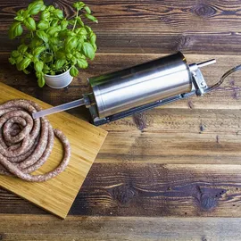 Biowin Browin 311003 Waagerechter Wurstfüller 3 kg, Wurstmaschine Wurstfüllmaschine Manuell, Edelstahl, Silber | Silber