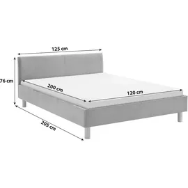 Meise Möbel Polsterbett Lena 120 x 200 cm Stoff Grau Hellgrau