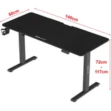 [pro.tec]® Höhenverstellbarer Tisch Stryn 140x60cm schwarz